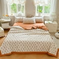 thumbnail image 7 of Cool Blanket for Sleeping,Hwkond Summer Washed Cotton Conditioned Quilt Summer Cool Quilt Machine Washable Single Thin Quilt Quilt Core Student Bedroom Dormitory Summer Quilt,Orange,150x200cm, 7 of 7