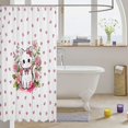 thumbnail image 3 of Manfei Bowknot Kitten Shower Curtain 72Wx72L, Cartoon Blossoms Flower Bathroom Curtain, Pink, 3 of 5