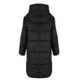 thumbnail image 5 of Women's Mid-Length Hooded Puffer Coat, Thickened Plus Size Jacket, Winter Casual Outerwear, Warm Quilted Parka, Solid Color Cotton Coat, Everyday Winter Coat Black L, 5 of 7