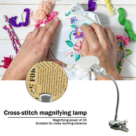 Jinveno Desktop LED Magnifier Light DIY Diamond Painting Kits Cross  Stitches Magnifier