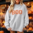 thumbnail image 2 of IAJDKMEK Womens Sweatshirt Halloween Print Top — Round Neck Loose Long Sleeve, Fall Tops for Women Festive Pullover,Light Gray L, 2 of 6