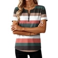 thumbnail image 4 of Craaazy Womens Casual Short Sleeve Sweatshirt with Half Zipper Placket and Solid & Graphic Prints for Summer Daily Wear Gift, 4 of 6