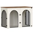 thumbnail image 2 of Hzuaneri Dog Crate Furniture, 46.5'' Wooden Indoor Dog Kennel with Multi‑Door & Anti‑Chew Iron Pipes for Medium‑Large Dogs, White Brown, 2 of 9