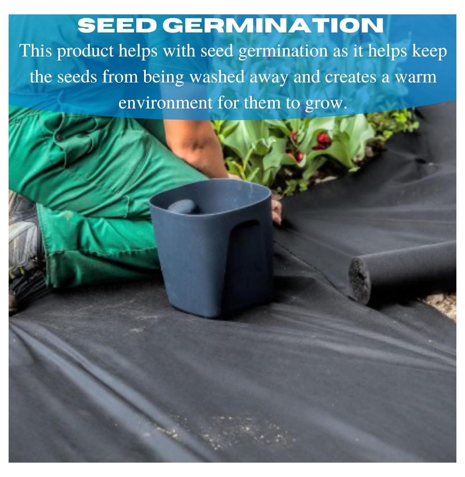 VBS - Weed Control 6 Mil Black Plastic Sheeting - Heavy Duty Weed Barrier Landscape Fabric for Outdoor Gardens, Non Woven Weed Blocker Fabric, Weed Control, Black Plastic Sheeting (10' x 100')
