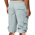 thumbnail image 7 of Resicozy Mens Cargo Shorts Lightweight Elastic Waist Knee Length Bermuda Shorts with Pockets Summer Short Cargo Pants Silver L, 7 of 7