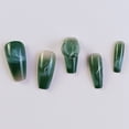 thumbnail image 2 of FCOGIN Long Coffin, 24 Pieces, Green, Smudge, Acrylic False Nail, Press on Nail, 2 of 5
