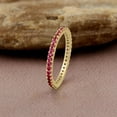 thumbnail image 3 of GOURIK 18K Yellow Gold Plated Stackable Created Ruby Ring For Women - Thin Eternity Band For Stacking - Ruby Light Weight Wedding Eternity Band Size 5, 3 of 9