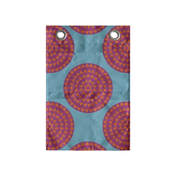 Vintage Hanging Pocket Organizer, Geometric Circles Dots Triangles Pointy Floral Inspired Print, Printed Polyester Storage Bag with Pockets, 14" x 20", Dark Seafoam Magenta