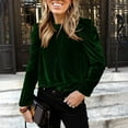 thumbnail image 2 of Velvet Top for Women's Elegant Puff Long Sleeve Shirt Casual Mock Neck Vintage Glitter T-Shirt Blouse, 2 of 5