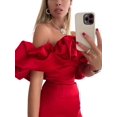 thumbnail image 4 of VISgogo, vestido de tubo de verano para mujer, minivestido ajustado con hombros descubiertos y volantes de Color sólido para mujer VISgogo  moda, 4 of 6
