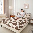 thumbnail image 4 of Homewish Cow Print Girl Boy Twin Sheet Sets 3pcs,Farmhouse Animal Twin Fitted Sheet Microfiber,Abstract Geometric Breathable Flat Sheet,Super Cozy Room Decor, 4 of 7
