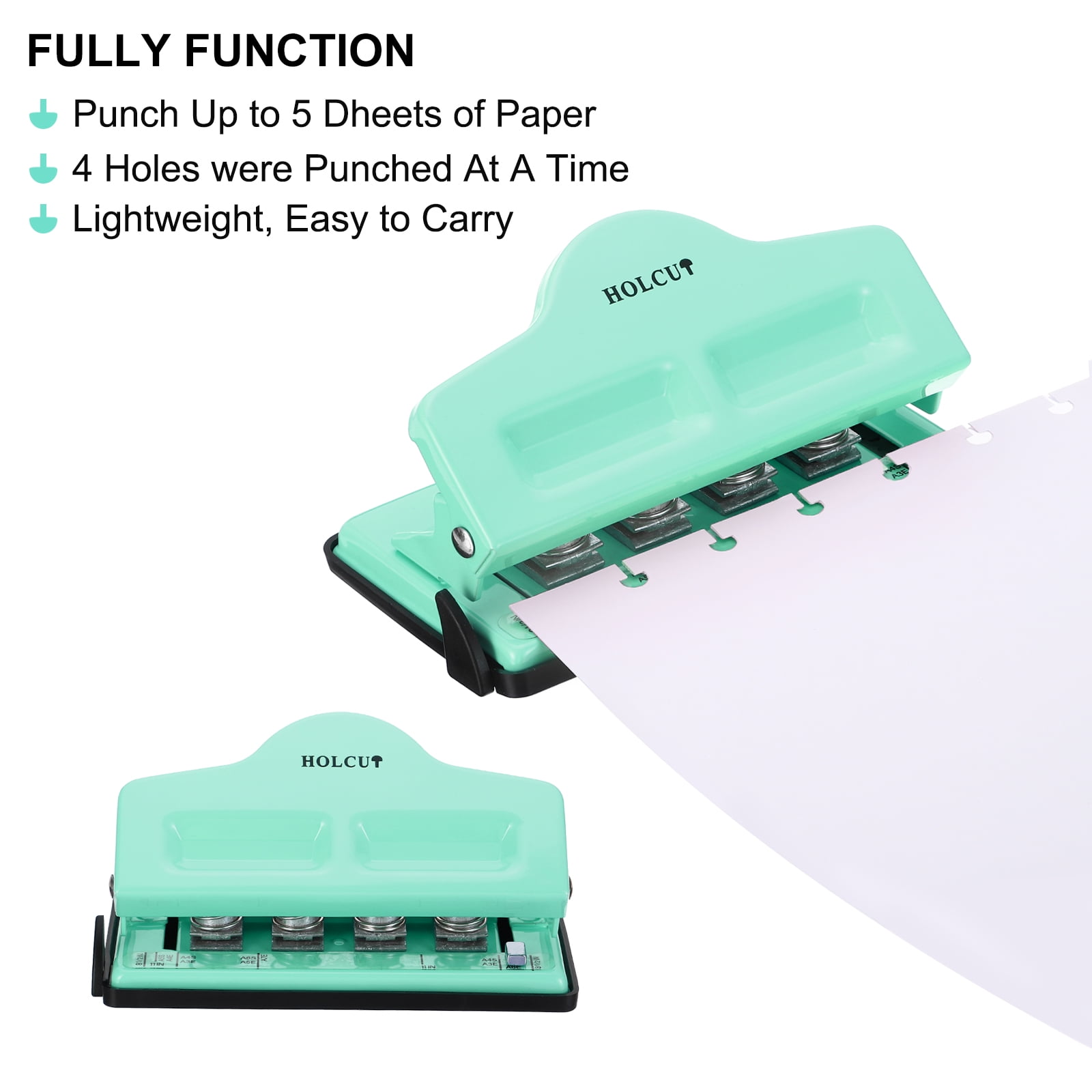 Uxcell Mushroom Discbound Hole Punch, 4 Holes Paper Puncher(Light Blue)