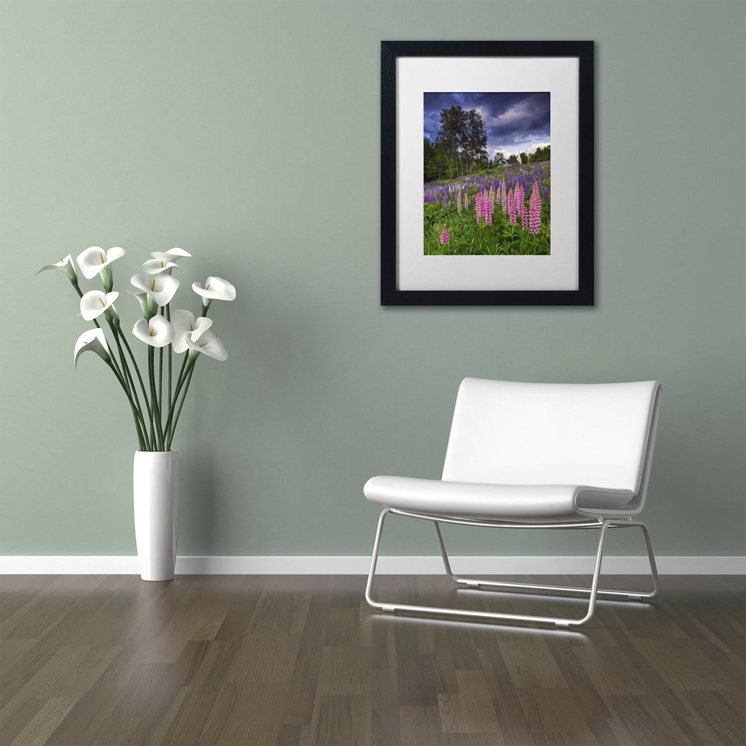 Trademark Fine Art 'Lupines on the Hill' Canvas Art by Michael Blanchette Photography, White Matte, Black Frame