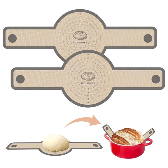 Silicone Bread Sling for Dutch Oven, 2 Pcs Non-Stick & Easy Clean Reusable Silicone Bread Baking Mat with Long Handles, Easy to Transfer Sourdough Bread