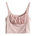 thumbnail image 4 of LYEAA Tank Tops Cami for Women Sleeveless Pleated Summer Fitted Casual Cropped Camisole Solid Spaghetti Strap Vacation Beach Fashion Pullover Vest Breathable Soft Loungewear Going Out Clothes Pink S, 4 of 4