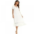 thumbnail image 3 of BIG PROMOTION!! Women' s Victorian Nightgown Ruffled Lace Sleepwear Full Length Loungewear Short Sleeve Nightdress Vintage Loose Pajama, 3 of 8