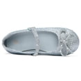 thumbnail image 3 of Kushyshoo Blue Glitter Girl's Bow Mary Jane Dress Shoes Ballet Princess Flats with Rhinestone Strap 1M, 3 of 5