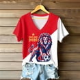 thumbnail image 1 of Women's Football Graphic T-Shirt,V-Neck Short Sleeve Graphic Print T-Shirt, Lightweight Summer Casual Soft Top for Everyday Wear for Soccer Tournament 2026 Red Size: 2XL, 1 of 4