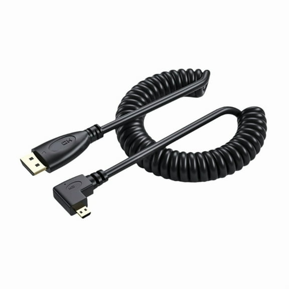 50-200cm Adjustable HDMI-compatible 4K Coiled Cable Male to Male Adapter Cord for TV and Display Monitors 1.4 Version