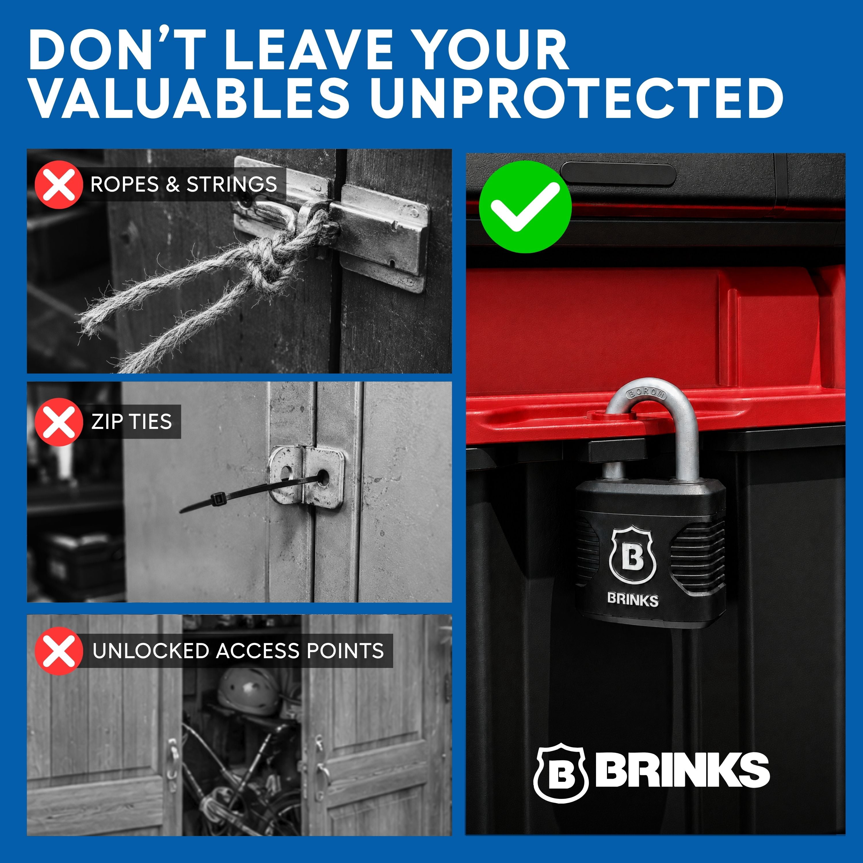 (2 pack) Brinks 1-3/4 in. (44mm) Weather-Resistant Laminated Steel Keyed Padlock with 1-1/8 in. (29mm) Boron Shackle