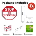 thumbnail image 3 of Stop No Trespassing (2 Pack) 10 inch X 10 inch Octagon Rust Free Aluminum Metal Signs with Aluminum Mounting Stakes Weather Resistant UV Protected for Workplace Private Property and, 3 of 8