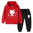 thumbnail image 5 of Hello Kitty-suéter con capucha y cuello alto para niños, pantalones de dos piezas con dibujos animados para niño, traje deportivo informal de manga larga de algodón puro, 5 of 5