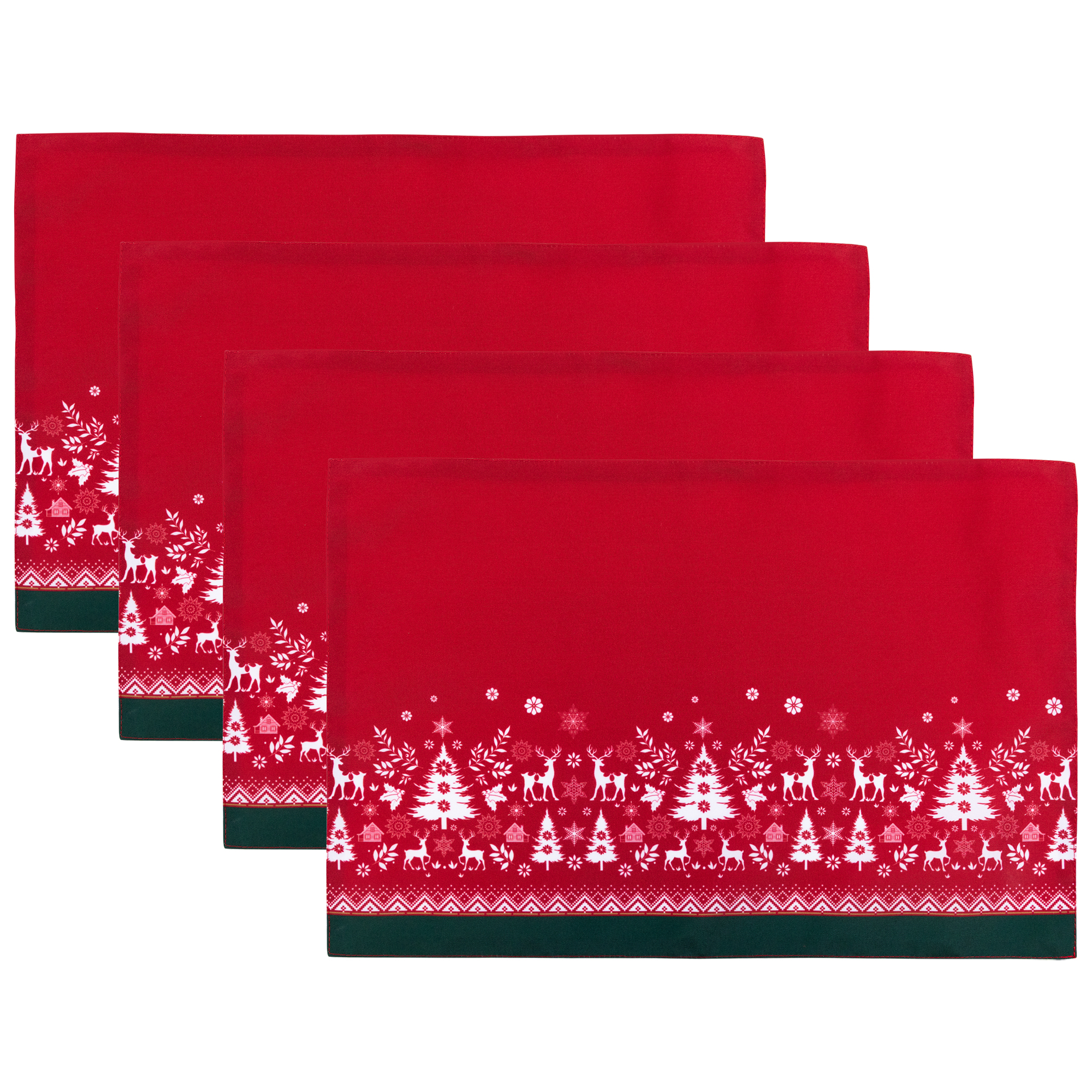 Northlight Reindeer and Snowflakes Rectangular Christmas Placemats- 18" - Set of 4