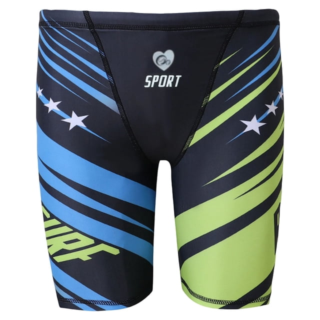 COMVALUE Boys Sports Square Leg Swim Trunks, Durable Compression Swim Trunks, Training Swimsuits, Shorts (Black, 13-14 Years)