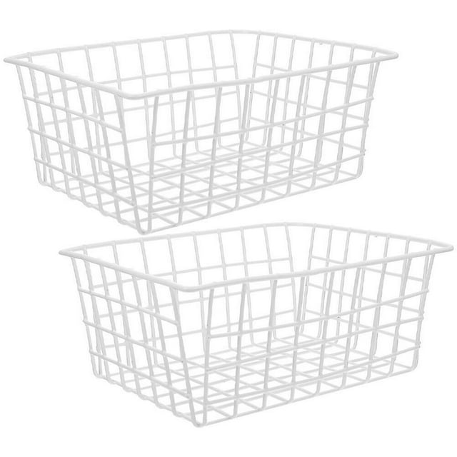 JUNWELL 2Pcs Metal Freezer Organizer Freezer Wire Basket Freezer Storage Bin Fruit Vegetable Basket