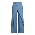 thumbnail image 6 of GUACER Wide Leg Trousers for Women High Waist Wrap Cotton Linen Cross Over Pants Button Casual Loose Fit Pants, 6 of 6