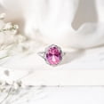 thumbnail image 4 of Rosec Jewels Lab Grown Pink Sapphire Oval Engagement Ring with Diamond - 10X12 mm - Vintage Style Ring - AAAA Quality Certified, 18K White Gold, US 5.50, 4 of 8