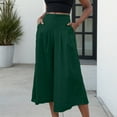 thumbnail image 1 of Summer Pants Cotton Linen Plus Size Wide Leg Pants Solid Elegant Loose OL Young, 1 of 5