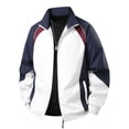 thumbnail image 3 of RongHuan Men's Fashion Jacket Big and Tall Zip Up Color Block Windbreaker Jackets Fall Winter Coats Long Sleeve Streetwear, 3 of 6
