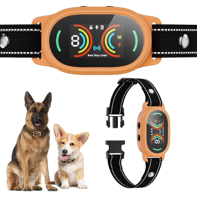 Collar antiladridos recargable para perros grandes, resistente al agua IP67 con sensibilidad ajustable para perros medianos y pequeños (negro mate).
