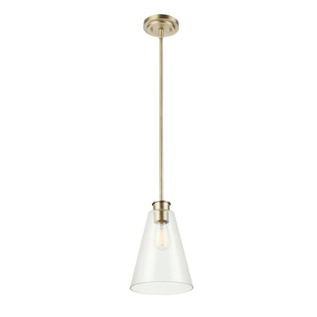 

Globe Electric Gizele 1-Light Brass Pendant Lighting with Seeded Glass Shade and Bulb Included 61259