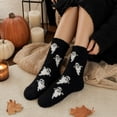 thumbnail image 4 of Womens Halloween Crew Socks Thick Warm Mid Calf Socks Pumpkin Ghost Bat Moon Print Novelty Fall Winter Cozy Casual Socks, 4 of 6