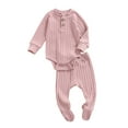 thumbnail image 3 of Xingqing Newborn Infant Baby Girl Boy Fall Winter Clothes Rib Knit Romper Footie Pants Outfits Sleeper, 3 of 8