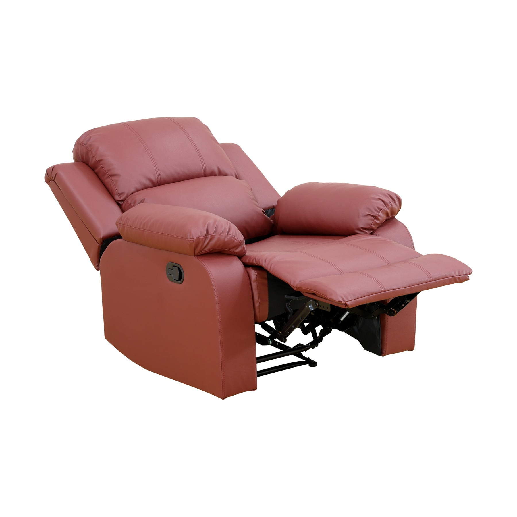 Hommoo Semi PU And PVC Leather Manual Recliner Chairs for Living Room & Home Theater, Reclining Lounge Chair 160° Recline, Red
