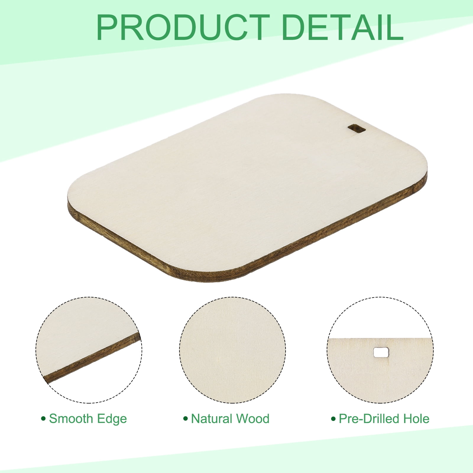 Unique Bargains Unfinished Wood Tags for Crafting Natural Wood Material 2" x 2.8"