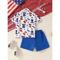 thumbnail image 4 of Bagilaanoe 4th of July Outfits for Toddler Baby Boys Short Sleeve Stars Print Shirt Tops + Shorts 18M 24M 3T 4T 5T 6T Kids Independence Day Clothes 2pcs Short Pants Set, 4 of 9