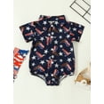 thumbnail image 2 of Bagilaanoe 4th of July Newborn Baby Boy Shirts Rompers Print Short Sleeve Bodysuit 6M 12M 18M 24M Infant Summer One Piece Short Jumpsuit for Independence Day, 2 of 8
