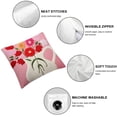 thumbnail image 4 of BANET Pink Embroidered Throw Pillow Covers, Farmhouse Decorative Square Accent Cushion Covers, Lumbar Pillow for Outdoor Car Home Decor Art 18x18in, 4 of 5