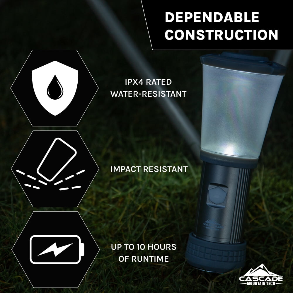 Cascade Mountain Tech Convertible Lantern & Flashlight, Water Resistant, 500 Lumens – Red, 6oz