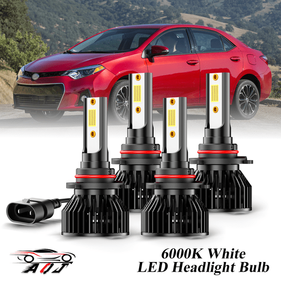 Compatible con Juego de Lámparas Alta/Baja Toyota Corolla 2003-2015 - 4 Unidades, 10,000LM 6500K Blanco Frío, Bombillas 500% Ultraluminosas, Plug & Play