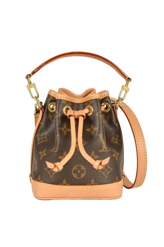 Pre-Owned Louis Vuitton Nano Noe Shoulder Bag Monogram Canvas M81266 Brown RFID Handbag for...