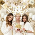 thumbnail image 7 of Golden Birthday Party Decorations for Women Girls, White Sand Beige Gold Balloons Tablecloth Birthday Sash Crown Fringe Curtain Butterfly Bday Decor, 7 of 7