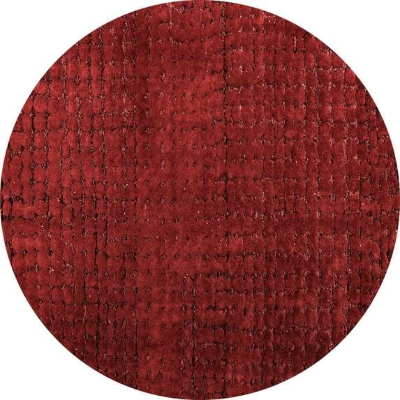 Ahgly Company Machine Washable Indoor Round Abstract Red Modern Area Rugs, 5' Round