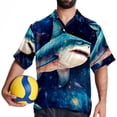 thumbnail image 4 of Starry Shark Men's Short Sleeve Casual Printed Button Down Beach Shirt Summer Unisex Top, 4 of 6