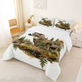 thumbnail image 2 of Castle Fairy Vintage Rustic Cabin Deer Full Size Comforter Sets 3-Piece,Autumn Pine Lake Scenery Bedding Comforter Set,Brown Teal White,Reversible,1 Comforter and 2 Pillowcases, 2 of 6