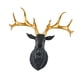 thumbnail image 5 of Escultura de cabeza de ciervo de resina, escultura de pared de asta de ciervo estilo bohemio, arte de pared con cabeza de animal ángulo de oro negro, 5 of 9